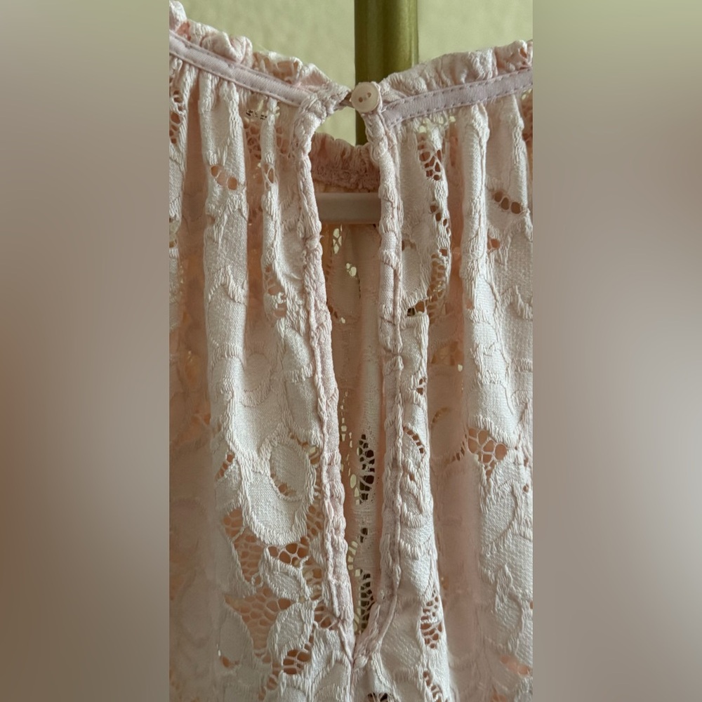 Free People Olivia Balloon Sleeve Lace Blouse / Soft Pink / Size Small - Picture 5 of 7